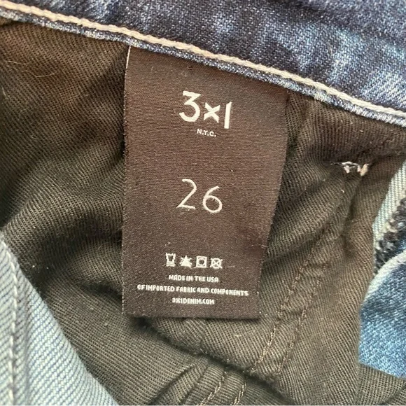 3x1 NYC Mid Rise Rose Carpenter Straight Leg Ankle Jeans Size 26 - Picture 6 of 7